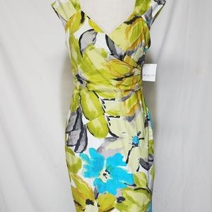 NWT LizClaiborne Green & Blue Wrap Dress Size 6